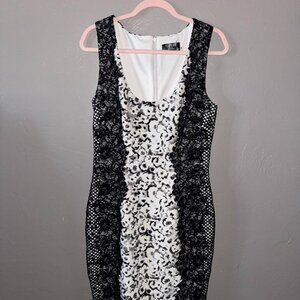 GUESS black and white lace bodycon dress size 12.